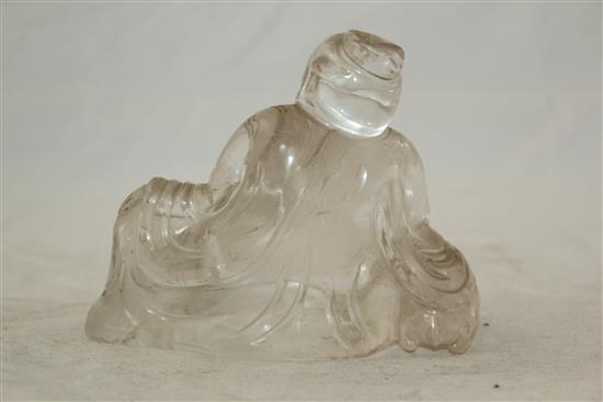 A Chinese rock crystal figure of Shou Lao, 11.5cm